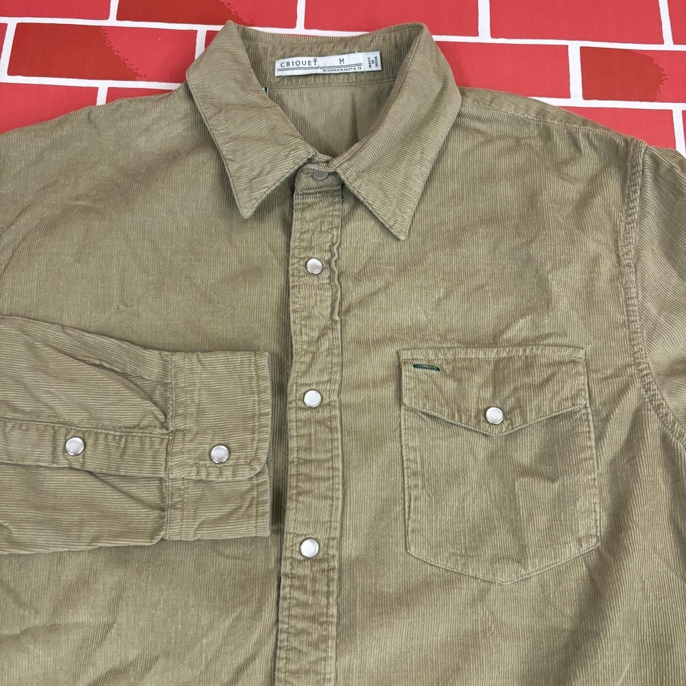 Criquet Corduroy Shirt Mens M Brown Snap Front Long Sleeve Button-Up Casual